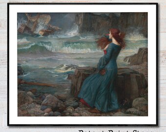 MIRANDA JW Waterhouse 10x7 print Pre-Raphaelite Art THE TEMPEST