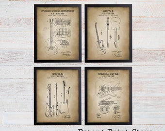 Guitar Patent Prints. Guitar Player Gift. Guitar Art. Guitar Patent Poster. Guitar Patent Art. Music Room Wall Art. Dorm Room Decor. 237