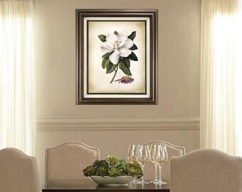 Vintage Magnolia Print. Botanical Print. Art Print. Magnolia Art. Antique Botanical Prints. Wall Art. Farmhouse Decor. Dining Room Art. 105