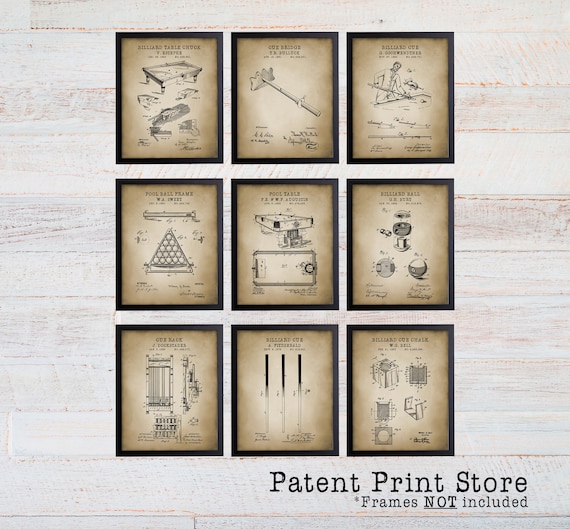 Billiards Patent Prints. Billiard Art. Billiard Room Decor. Billiard Inventions. Game Room Art. Billiards Wall Art Poster. Pool Room. 272