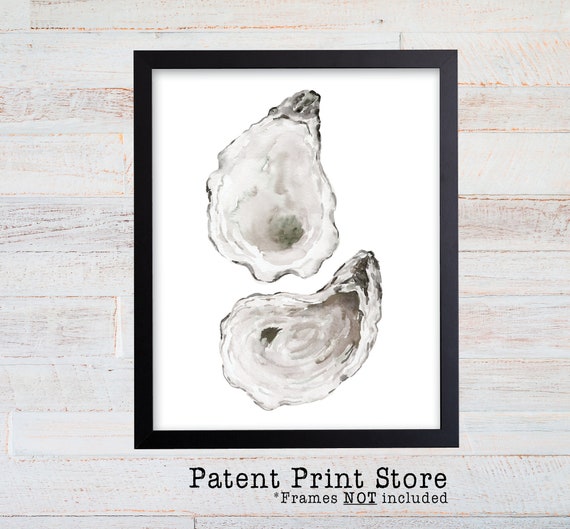 Watercolor Oyster Shell Prints. Coastal Decor. Coastal Art Prints. Seaside Wall Art. Beach House Wall Decor. Seashell. Seafood Kitchen. Bath