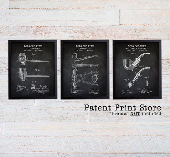 Tobacco Pipe Poster. Pipe Patent Art. Pipe Patent. Pipe Art. Pipe Wall Art. Tobacco Pipe Art. Man Cave Decor Art. Gift for Him. Dad Gift.