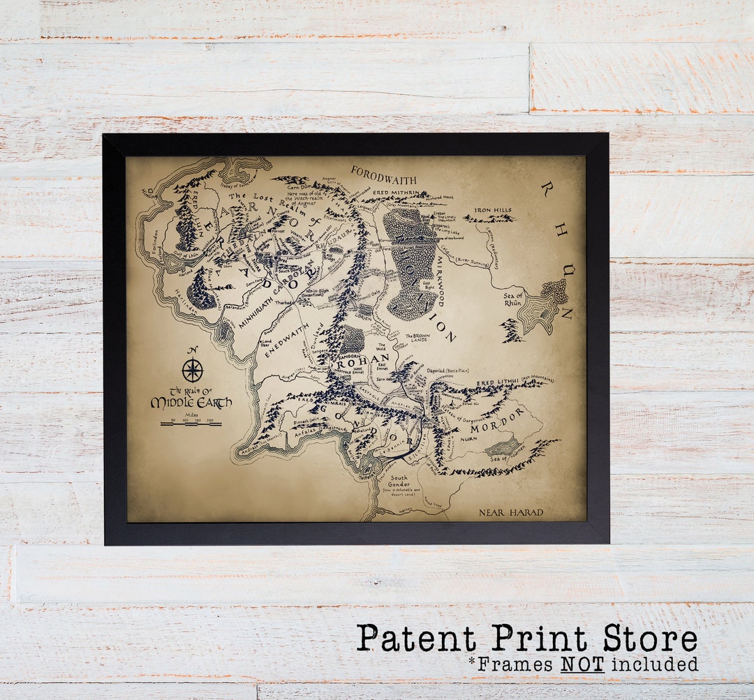 Lord of the Rings. Middle Earth Map. Lord of the Rings Fantasy Map ...