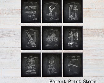Firefighter Patent Art Prints, Firetruck Decor for Boy's Nursery