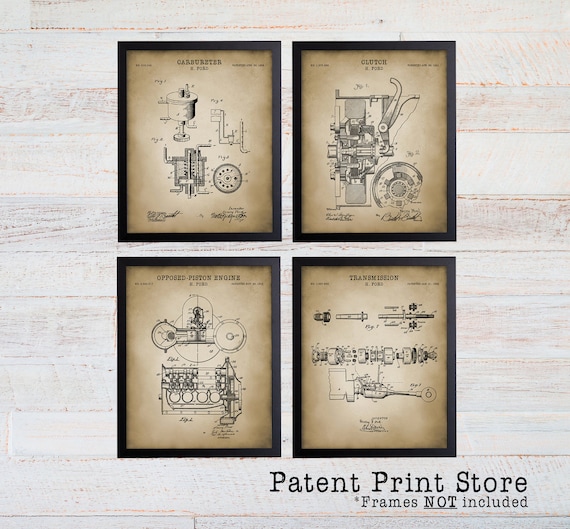 Ford Patent Prints. Henry Ford Patent. Man Cave Art. Mancave. Ford Transmission Patent. Ford Poster. Car Patent Motor Patent. Engine. 140