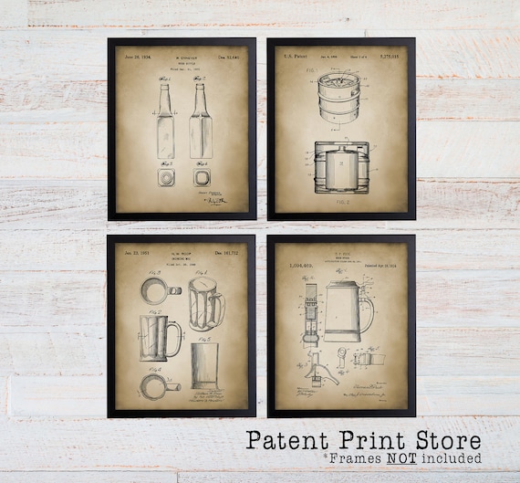 Beer  Patent Prints. Patent Art. Beer Patent Wall Art. Gift for Men. Gift for Him. Man Cave Decor. Man Cave Wall Art. Bar Decor. (114)