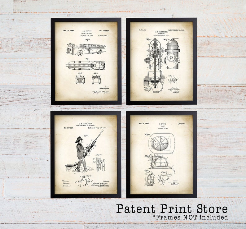 Firefighter Patent Prints. Fireman Patent Prints. Firetruck Wall Art. Boy Nursery. Boy Bedroom. Firefighter Gift. Fireman Gift. Firetruck. image 2