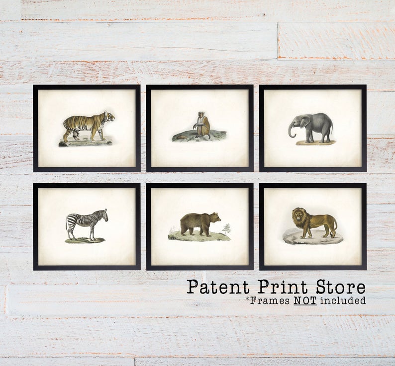 Antique Safari Art Prints. Vintage Safari Nursery Art. Safari Illustration. Safari Nursery Decor. Man Cave. Office Art Prints. Vintage. 144 image 1