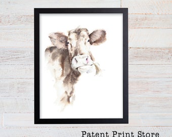 Watercolor Cow Print. Cow Art. Cow Decor. Cow Wall Art. Farmhouse Decor. Farmhouse Wall Decor. Farmhouse Art. Kitchen Art. Dining. 72
