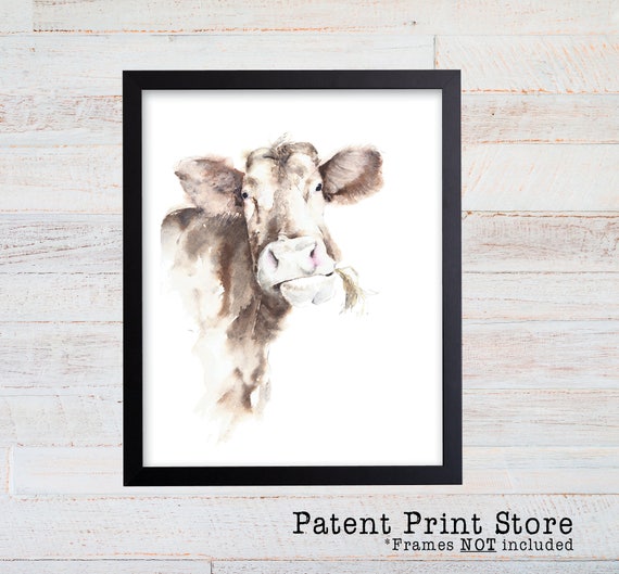 Watercolor Cow Print. Cow Art. Cow Decor. Cow Wall Art. Farmhouse Decor. Farmhouse Wall Decor. Farmhouse Art. Kitchen Art. Dining. 72