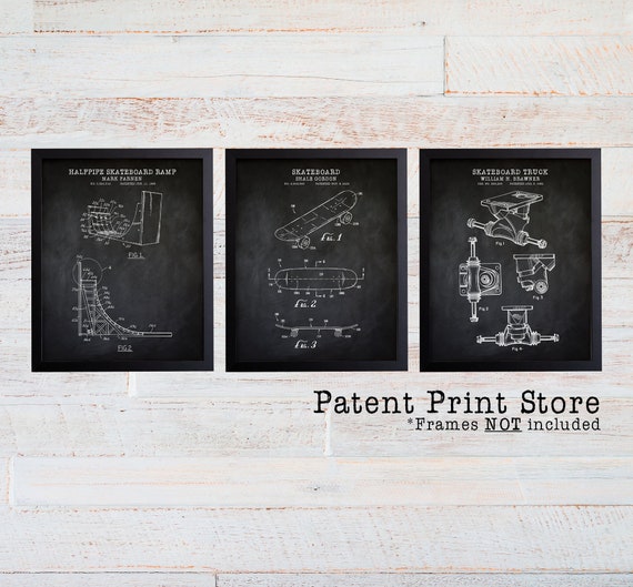 Skateboard Art. Skateboard Prints. Skateboard Patent Art. Skateboard Patent Prints. Gift for Him. Skateboard Gift. Mancave Art. Man Cave Art