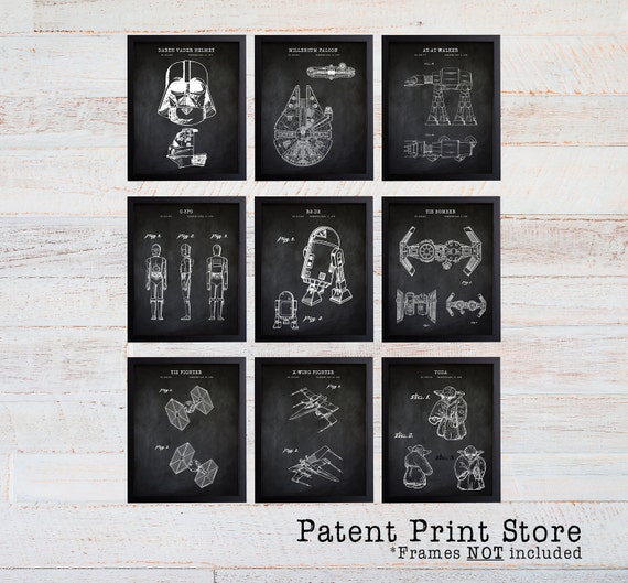 Star Wars Patent Prints. Star Wars Poster. Star Wars Art. Millenium Falcon. Darth Vader. Patent Art. Patent Print. Boy Bedroom. Nursery. 129