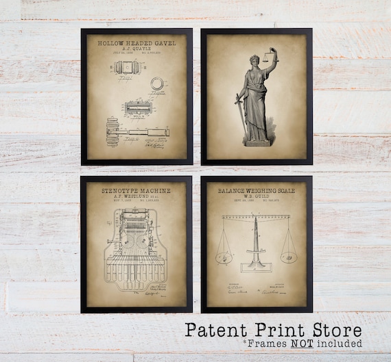 Lawyer Patent Art. Attorney Office Decor Prints. Lady Justice. Law. Lawyer. Judge. Court. Law Student Gift. Attorney Patent Print Set. 233