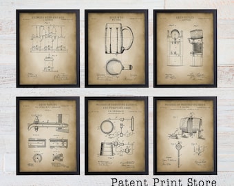 Beer Making Patent Prints. Patent Art. Beer Patent Wall Art. Gift for Men. Gift for Him. Man Cave Decor. Man Cave Wall Art. Bar Decor. (100)