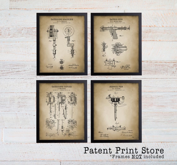 Tattoo Patent Print. Tattoo Art. Tattoo Print. Tattoo Artist Gift. Tattoo Machine Print. Tattoo Gun. Tattoo Wall Art. Tattoo Shop.