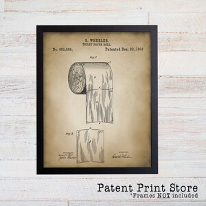 Op de afbeelding: Een vintage patenttekening voor een toiletpapierrol, die het ontwerp en de constructie van de rol laat zien. Het patentnummer is 465.588 en de patentdatum is 22 december 1891. De tekening is in zwart-wit en heeft een sepiatint.