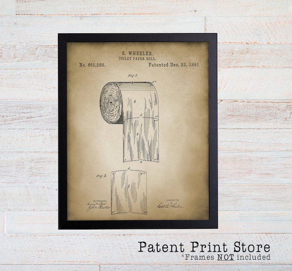 Bathroom Patent Prints. Patent Art. Bath Patent Wall Art. Bathroom Patent Posters. Toilet Paper Patent. Rustic Bathroom Wall Decor. (019)