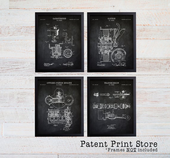 Ford Patent Prints. Henry Ford Patent. Man Cave Art. Mancave. Ford Transmission Patent. Ford Poster. Car Patent Motor Patent. Engine. 140