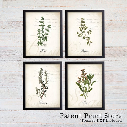 Kitchen Wall Decor Set Rustic Kitchen Wall Art Prints Herb Etsy