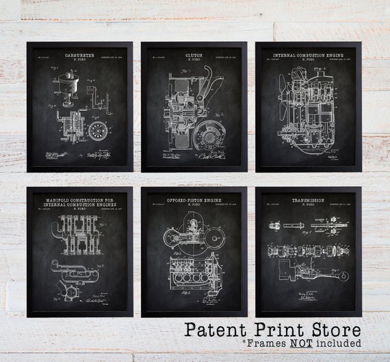 Ford Patent Prints. Henry Ford Patent. Man Cave Art. Mancave. Ford Transmission Patent. Ford Poster. Car Patent Motor Patent. Engine. 141