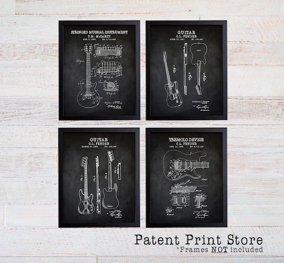 Guitar Patent Prints. Guitar Player Gift. Guitar Art. Guitar Patent Poster. Guitar Patent Art. Music Room Wall Art. Dorm Room Decor. 237
