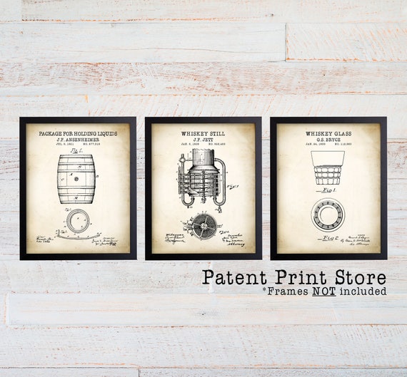 Whiskey Patent Prints. Patent Art. Whiskey Patent Wall Art. Gift for Men. Gift for Him. Man Cave Decor. Man Cave Wall Art. Bartender Art 259