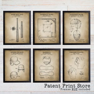 Vintage Baseball Patent Print Set. Baseball Art Prints. Baseball Prints. Baseball Nursery Decor. Baseball Bedroom Decor. Baseball Gifts.