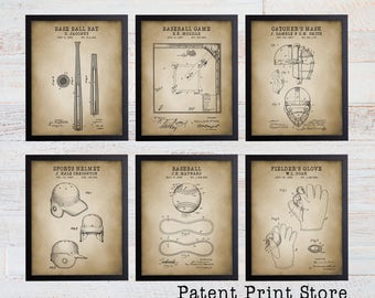 Vintage Baseball Patent Art Print Set