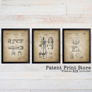 Firefighter Patent Prints. Fireman Patent Prints. Firetruck Wall Art. Boy Nursery. Boy Bedroom. Firefighter Gift. Fireman Gift. Firetruck.