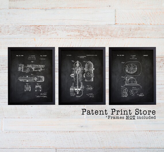 Firefighter Patent Prints. Fireman Patent Prints. Firetruck Wall Art. Boy Nursery. Boy Bedroom. Firefighter Gift. Fireman Gift. Firetruck.