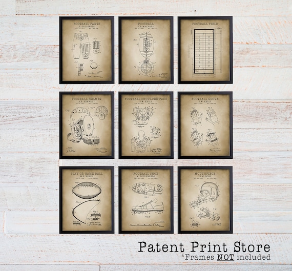 Vintage Football Patent Print Set. Football Art Prints. Sports Decor. Football Nursery Decor. Football Bedroom Decor. Football Gifts. 217