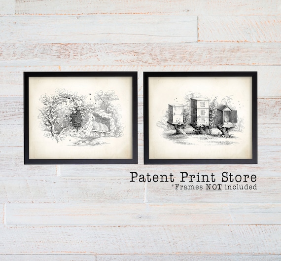 Vintage Beehive Prints. Farmhouse Decor. Farmhouse Wall Decor. Farmhouse Art. Kitchen Art. Dining. Bees. Beekeeping Print. Bee Prints 126