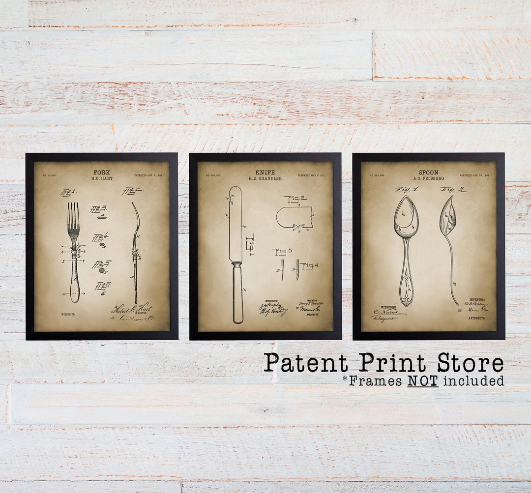 Cutlery Patent Prints. Cutlery Invention Patent. Silverware Poster