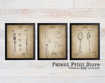 Cutlery Patent Prints. Cutlery Invention Patent. Silverware Poster. Cutlery Print. Farmhouse Wall Decor. Dining Room Wall Art. Cutlery 148