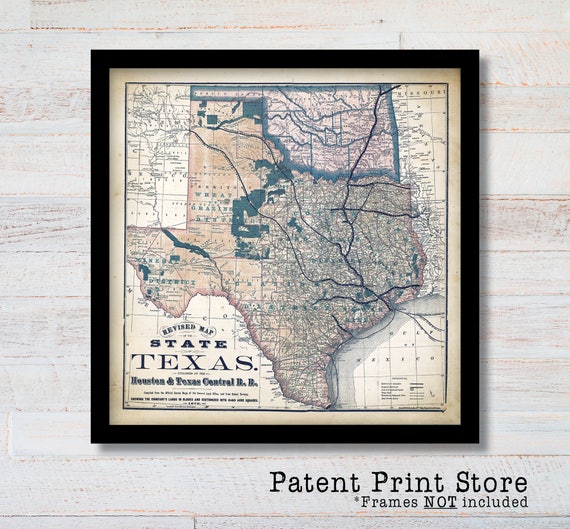 1876 Texas Map. Texas Print. Texas Art. Historic Map. Map Decor. Map of Texas. Rustic Texas. Texas Art. Texas Decor. Texas Wall Art. 84