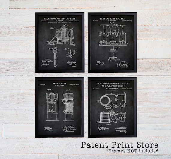 Beer Making Patent Prints. Patent Art. Beer Patent Wall Art. Gift for Men. Gift for Him. Man Cave Decor. Man Cave Wall Art. Bar Decor. (113)