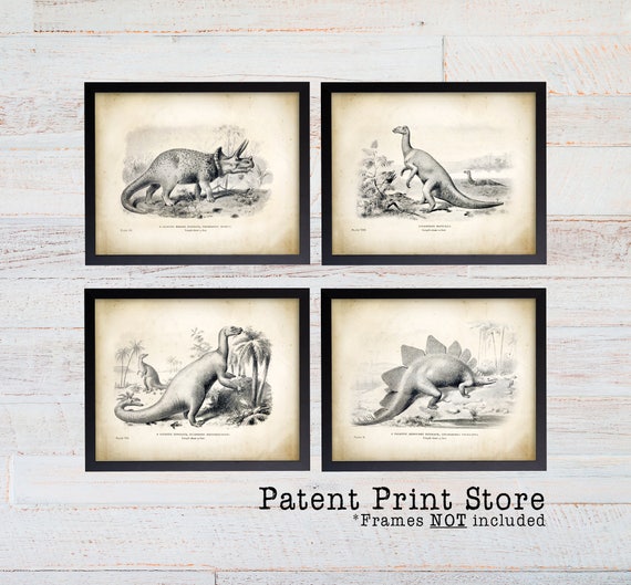 Vintage Dinosaur Art Prints. Dinosaur Bedroom Art. Dinosaur Decor. Paleontology Gift. Dinosaur Nursery Art. Dinosaur Nursery Prints. 270