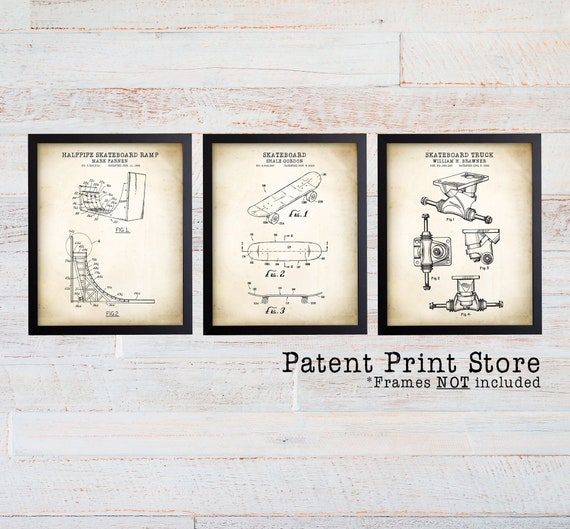 Skateboard Patent Art. Skateboard Art. Skateboard Prints. Skateboard Patent Prints. Gift for Him. Skateboard Gift. Mancave Art. Man Cave Art