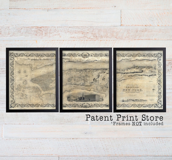Antique New York City Map. New York City Print. New York City Wall Art. Historic Map. Map Decor. New York City Art. New York City Decor. 155