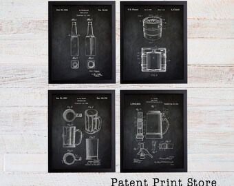 Beer  Patent Prints. Patent Art. Beer Patent Wall Art. Gift for Men. Gift for Him. Man Cave Decor. Man Cave Wall Art. Bar Decor. (114)