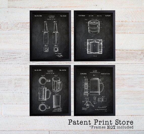 Beer  Patent Prints. Patent Art. Beer Patent Wall Art. Gift for Men. Gift for Him. Man Cave Decor. Man Cave Wall Art. Bar Decor. (114)