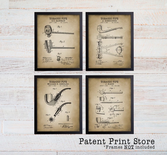 Pipe Patent Art. Pipe Patent. Pipe Poster. Vintage Pipe Art. Pipe Wall Art. Tobacco Pipe Art. Man Cave Decor Art. Gift for Him. Dad Gift.