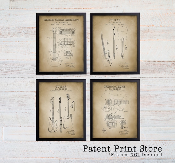 Guitar Patent Prints. Guitar Player Gift. Guitar Art. Guitar Patent Poster. Guitar Patent Art. Music Room Wall Art. Dorm Room Decor. 237