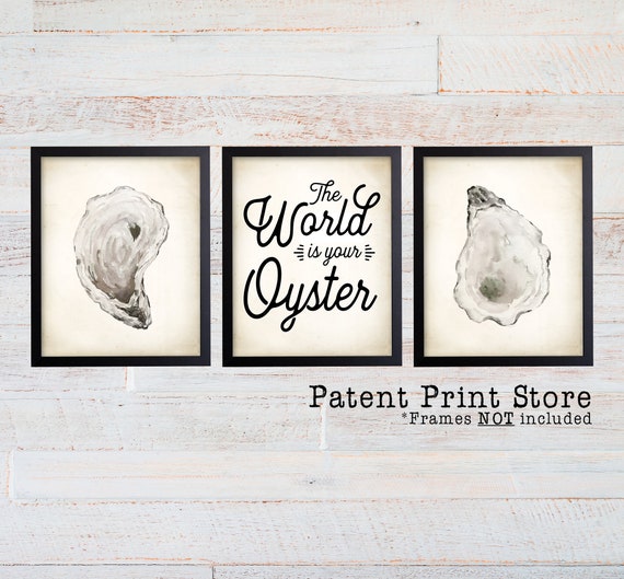 Watercolor Oyster Prints. Beach House Decor. Coastal Wall Art. Seaside Art Print. Oyster Shell Kitchen Art. Oyster Seashell Dining Art. Bath