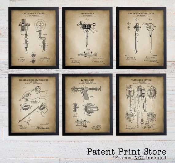 Tattoo Patent Print. Tattoo Art. Tattoo Print. Tattoo Artist Gift. Tattoo Machine Print. Tattoo Gun. Tattoo Wall Art. Tattoo Shop.