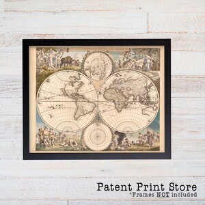 Antique World Map Wall Art. World Map Print. World Map Poster. Map Decor. Map Art. Map Print. Map Wall Art. Vintage World Map.