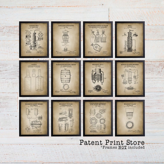 Whiskey Art Prints. Whiskey Patent Art. Whiskey Gift. Bourbon Whiskey. Bar Pub Wall Art. Man Cave Decor. Man Cave Art. Gift for Him. 238