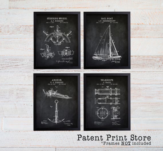 Nautical Patent Prints. Nautical Art . Nautical Decor. Beach House Decor. Beach House Art. Coastal Art. Sailing Art. Nautical Art Print. 276