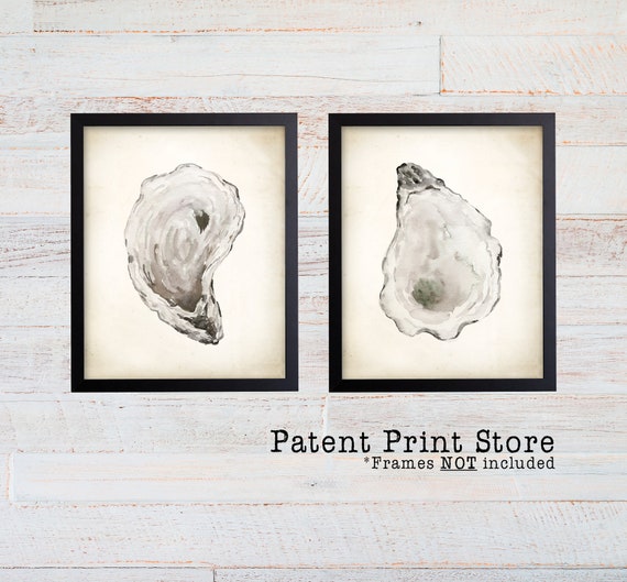 Watercolor Oyster Shell Prints. Beach House Decor. Coastal Art Prints. Seaside Wall Art. Oyster Art. Kitchen Art. Dining Room Art. Bath Art.
