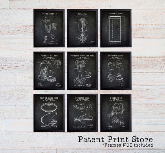 Football Decor. Football Patent Print Set. Sports Nursery. Football Art Prints. Sports Bedroom. Football Nursery. Football Bedroom. Gift 217